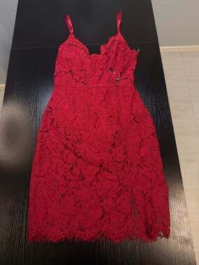 Fashion Nova Dropping Hints Lace Dress in Burgundy